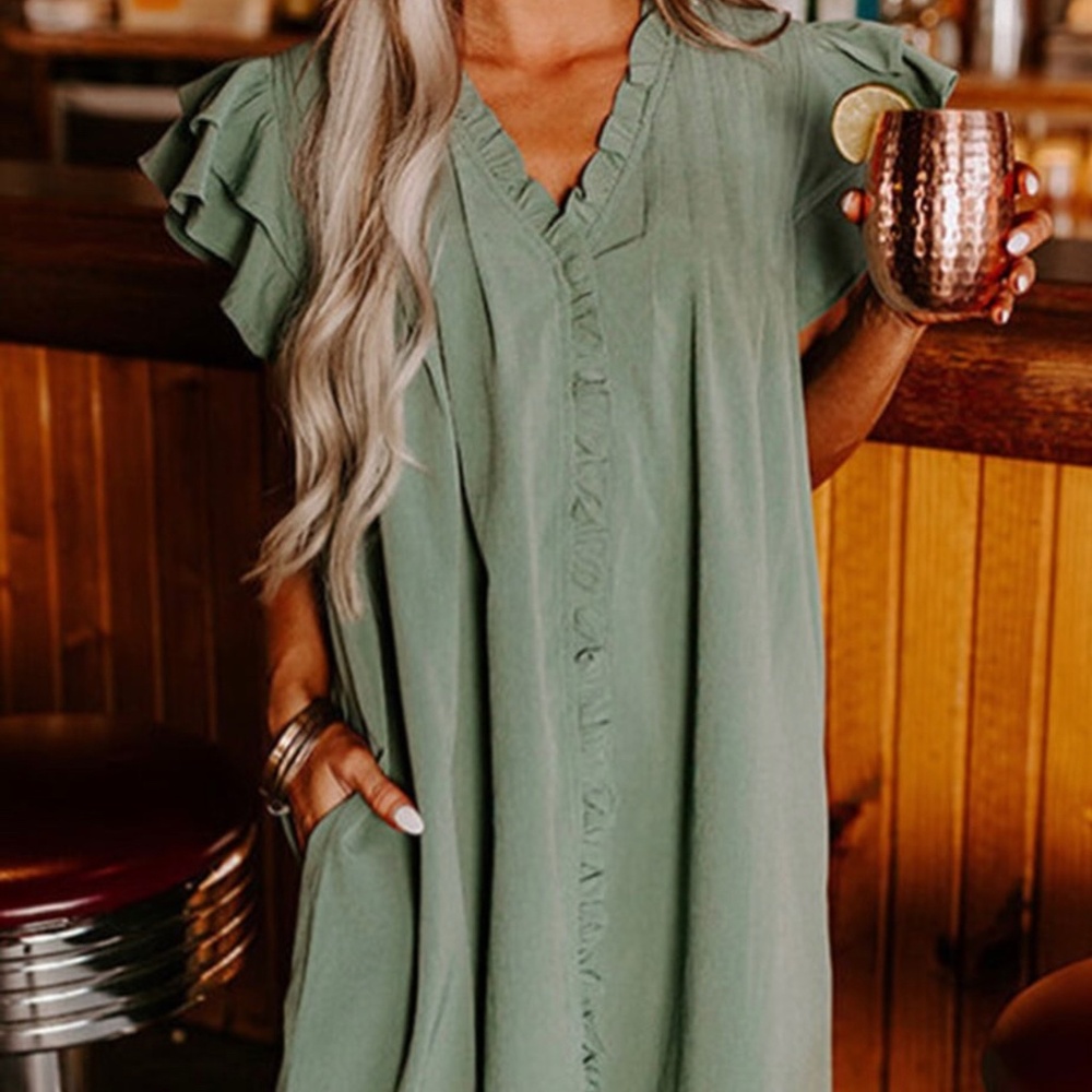 Green Ruffle Dress - “The Gwen”